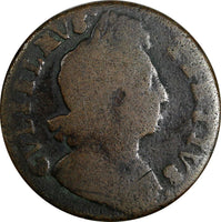 Great Britain William III Copper 1701 1/2 Penny ERROR "BRITANNIA"RARE KM# 503