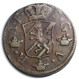 Sweden Adolf Frederick Copper 1763 2 Ore, S.M. Low Mintage-401,000  KM461 (560)