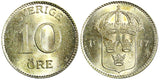 SWEDEN Gustaf V Silver 1917 W 10 Öre Light Toned ch.UNC KM# 780 (22 138)