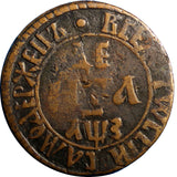 RUSSIA PETER I Copper 1707 Denga, 1/2 Kopek 3,85 g.  VF Condition KM# 115