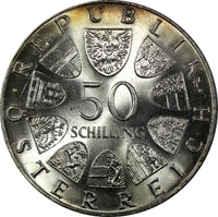 Austria Silver 1973 50 Schilling BU 33,5mm Dr. Thedor Koerner KM# 2917 (535)