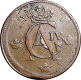 SWEDEN COPPER 1802  1 SKILLING OVERSTRUCK ON 2 ORE S.M. 1743-1768  KM#566 (2424)