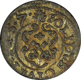 Swedish Livonia City of Riga Carl X Gustav Silver 1657 1 Solidus KM# 50 (22 235)
