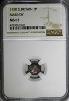 GREAT BRITAIN George V 1920 1 1 Penny Maundy NGC MS63 Rainbow Toned KM# 811 (70)
