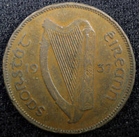 Ireland Republic Bronze 1937 1/2 Penny  Sow with piglets KM# 2 (23 087)