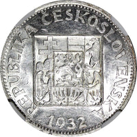 Czechoslovakia Silver 1932 10 Korun 30 mm NGC MS61 KM# 15 (036)
