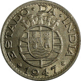India-Portuguese 1947 1/2 Rupia Mintage-600,000 aUNC KM# 26 (19 953)
