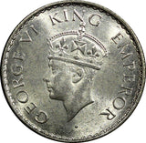 India-British George VI Silver 1940 (B) 1/4 Rupee Bombay UNC KM# 545 (22 410)