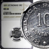 Saint Thomas & Prince Island 1971 10 Centavos NGC MS66 TOP GRADED KM# 15a (028)