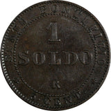 Italian States PAPAL STATES Pius IX Copper 1867-XXI 1 Soldo KM# 1372.2 (19 430)