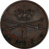 Denmark Frederik VII Copper 1853 FK//VS 1 Rigsbankskilling 1 YEAR KM# 756 (581)