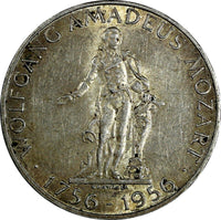 Austria Silver 1956 25 Schilling Wolfgang Amadeus Mozart Light Toned KM# 2881(3)