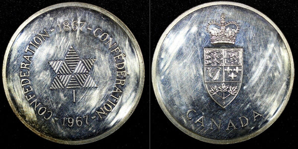 CANADA Silver PROOF MEDAL 1867-1967 Centennial of Canadian Confederation 36.4mm