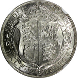 Great Britain George V Silver 1922 1/2 Crown NGC MS62 32.3 mm KM# 818.1a (9)