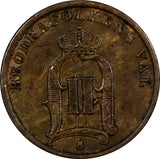SWEDEN Oscar II 1894 1 Ore Mintage-590,000 Large Letters RARE DATE KM#750 (867)
