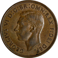 Great Britain George VI Bronze 1949 1 Penny 1st Year Type KM# 869