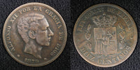 SPAIN Alfonso XII Bronze 1879 OM 10 Centimos KM# 675 (22 482)