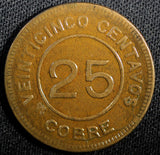 Guatemala Provisional Coinage Copper 1915 25 Centavos KM# 231 (23 324)