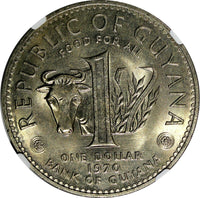 Guyana 1970 $1.00 Dollar FAO -CUFFY NGC MS66 GEM BU  KM# 36 (026)
