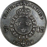 Sweden Gustaf III  Silver 1797 OL 1/3 Riksdaler Mintage-461,000 KM# 525 (18 302)