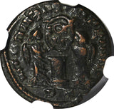 Constantine I .BARBAROUS ISSUE NUMMUS 4th Cen. AD NGC /Two Victories at Altar(1)