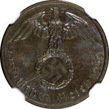 Germany - Third Reich 1939 A 1 Reichspfennig Berlin Mint NGC MS65BN KM# 89 (008)