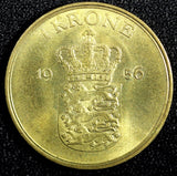 DENMARK Frederik IX Aluminum-Bronze 1956 C S 1 Krone GEM BU KM# 837.2 (23 842)