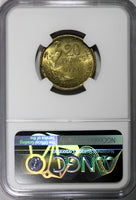 France 1950 20 Francs NGC MS65 GEORGES GUIRAUD 3 plumes HIGH GRADE KM# 916.1 (8)