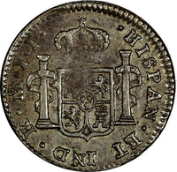 Mexico SPANISH COLONY Ferdinand VII Silver 1821 Mo JJ 1/2 Real XF KM# 74 (17613)