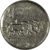 Italy Vittorio Emanuele III 1925 R 50 Centesimi Reeded Edge SCARCE KM#61.2 (346)