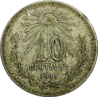 Mexico ESTADOS UNIDOS MEXICANOS Silver 1911 M 10 Centavos KM# 428 (396)