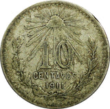 Mexico ESTADOS UNIDOS MEXICANOS Silver 1911 M 10 Centavos KM# 428 (396)