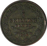 Sweden Oscar I Copper 1848 1/3 Skilling  KM# 657 (18 555)