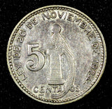 GUATEMALA Silver 1949 5 Centavos Last Year Type  KM# 238.1 (22 804)