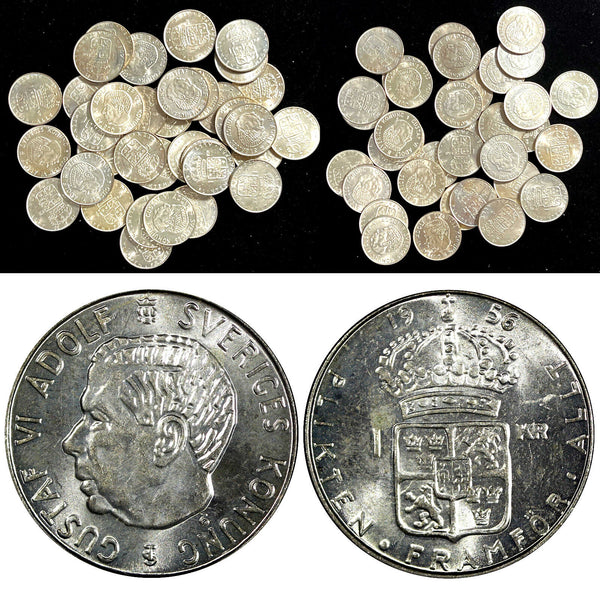 SWEDEN Gustaf VI Silver 1952-1968 TS 1 Krona UNC/BU KM# 826 RANDOM PICK (1 COIN)
