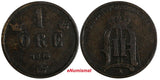 SWEDEN Oscar II (1872-1907) Bronze 1876 1 ORE SCARCE KM# 734 (17 821)