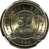 Belize Elizabeth II Copper-Nickel 1980 50 Cents NGC MS65 KM# 37 (029)