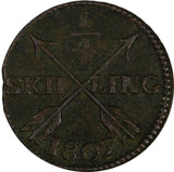 SWEDEN Copper King Gustav IV Adolf 1807 1/4 Skilling KM# 564 (19 541)