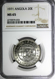 Angola Nickel 1971 20 Escudos NGC MS65 GEM BU  KM# 80 (033)
