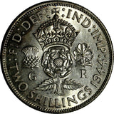 GREAT BRITAIN George VI Silver 1944 Florin / 2 Shilling WWII Issue UNC KM# 855