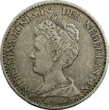 Netherlands Wilhelmina I Silver 1914 1 Gulden 28mm KM# 148