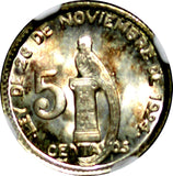 GUATEMALA Silver 1945 5 Centavos NGC MS65 GEM BU COIN KM# 238.1 (043)