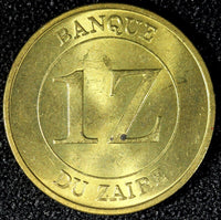 Zaïre Mobutu Sese Seko Brass 1987 1 Zaire 1 Year Type UNC KM# 13 (23 795)