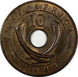 East Africa George VI Bronze 1941 I 10 Cents Thick flan. UNC KM# 26.1 (19 050)
