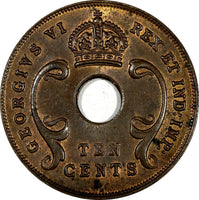 East Africa George VI Bronze 1941 I 10 Cents Thick flan. UNC KM# 26.1 (19 050)