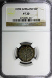 Germany-Empire Wilhelm I 1878 E 50 Pfennig NGC VF20 KEY DATE VERY RARE KM# 8(37)