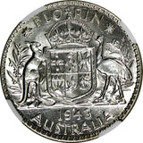 Australia George VI Silver 1943 S Florin / 2 Shillings NGC AU58 KM# 40 (022)