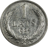 Latvia Silver 1924 1 Lats ch.XF Condition SCARCE KM# 7 (19 287)