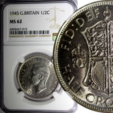 Great Britain George VI Silver 1945 1/2 Crown NGC MS62 32.3 mm KM# 856 (15)