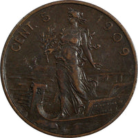 Italy Vittorio Emanuele III Bronze 1909 R 5 Centesimi KM# 42 (20 317)
